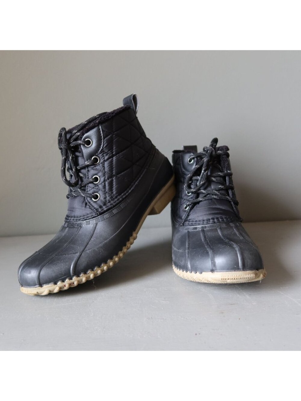 London Fog Boots Winley Black Waterproof Ankle Duck Shoes Women's Size 6